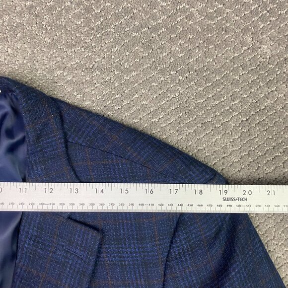 Peter Millar Windowpane Blazer Sport Coat Men's 42R Fit 42S Blue Soft Wool Plaid - Picture 12 of 16